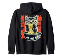 Gatto mangia spaghetti ramen Felpa con Cappuccio