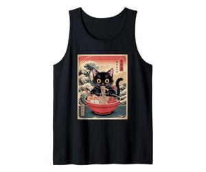 Gatto Mangiare Ramen Noodles Neko Cultura Cibo Giapponese Anime Canotta