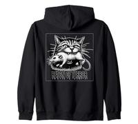 Gatto Mangiare Ratto Terrore Dark Gothic Punk Medievale Horror Felpa con Cappuccio