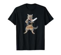 Gatto maniaco con Motosega Funny Cats Crazy Memes Maglietta