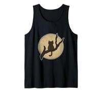 Gatto Marrone Che Guarda la Luna Halloween Canotta