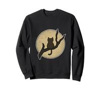 Gatto Marrone Che Guarda la Luna Halloween Felpa