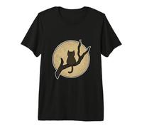 Gatto Marrone Che Guarda la Luna Halloween Maglietta Premium