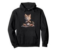 Gatto meditante in Una tranquilla Posa Zen Felpa con Cappuccio