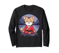 Gatto meditante Zen Monaco Kawaii Consapevolezza Relax Yoga Gatto Maglia a Manica