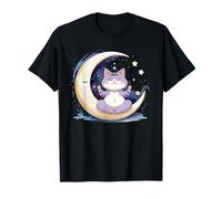 Gatto meditante zen sulla luna Maglietta