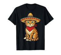 Gatto Messicano Sombrero Cinco De Mayo Maglietta