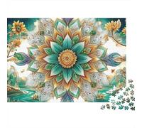 Gatto Mistico 1000 Pezzi Puzzle in Arredamento Mandala girasole Cartone Riciclato Allenamento Della Concentrazione Pausa Ufficio Regalo Di Casa Nova 52x38cm/1000pcs
