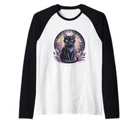 Gatto Mistico Cristallo Fasi Lunari Incanto Maglia con Maniche Raglan