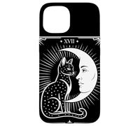 Gatto Mistico Tarot XVII The Moon Luna Crescente Simboli Custodia per iPhone 15