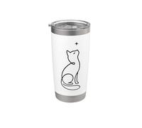 Gatto moderno che osserva le stelle in una linea continua Bicchiere termico in acciaio inox doppia parete