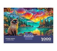 Gatto montagna 1000 Pieces Precise Interlocking Gatto tramonto Jigsaw for Teens Digital Detox Travel Friendly Puzzle Stay at Home Fun 52x38cm/1000pcs