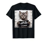 Gatto Mugshot I Tore The Toilet Paper Maglietta