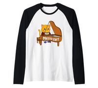 Gatto Musicale Classico Gatto Mozart Gattino Maglia con Maniche Raglan
