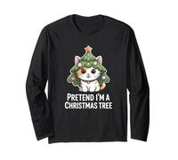 Gatto Natalizio Pretend Im A Christmas Tree Maglia a Manica