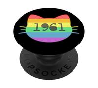 Gatto nato nel 1961 Anni Compleanno Mamma Papà del gatto PopSockets PopGrip Adesivo