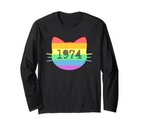 Gatto nato nel 1974 Anni Compleanno Mamma Papà del gatto Maglia a Manica