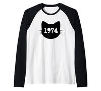 Gatto nato nel 1974 Anni Compleanno Mamma Papà del gatto Maglia con Maniche Raglan