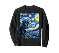 Gatto nel Buio Notte Stellata Starry Night Felpa