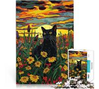 Gatto nel campo di fiori puzzle 1000 pezzi per adulti Aiuta il cervello ad allenare i giocattoli che creano dipendenza per coltivare la pazienza Decorazione perfetta 38x26cm