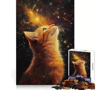 Gatto nel Cosmo Puzzle da 1000 pezzi per adolescenti, stimolante per la mente, per un relax consapevole, con bordi lisci, elegante regalo di Natale (38x52cm)