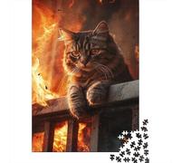 Gatto nel Fuoco Puzzle 1000 Pezzi Carta per Adulti Scena Drammatica Gioco di Puzzle 1000 Pezzi Relax Decorazione Regalo 70x50cm/1000pcs
