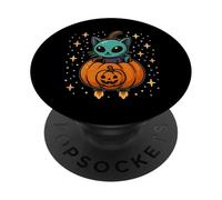 Gatto nel razzo di zucca PopSockets PopGrip Adesivo