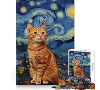 Gatto nella notte stellata Puzzle per adulti 1000 pezzi per stimolare la mente, per un relax piacevole, con incastri precisi e un regalo significativo (50x75cm)