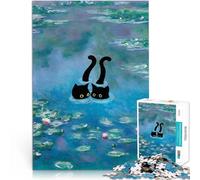 Gatto nelle ninfee Monet Puzzle da 1000 pezzi per adulti Giocattoli che creano dipendenza e sfidano l'intelligenza del cervello per la decorazione della casa 38x26cm