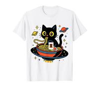 Gatto nello Spazio Mangiare Tagliatelle Astronauta Maglietta