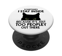 Gatto nero a volte rimango dentro perché è troppo gente PopSockets PopGrip Adesivo