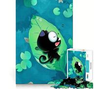 Gatto nero addormentato su una ninfea - Puzzle per adolescenti da 1000 pezzi - Gioco di logica - Divertimento per tutta la famiglia - Bordo di alta qualità 50x75cm