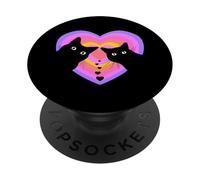 Gatto nero all'interno a forma di cuore PopSockets PopGrip Adesivo