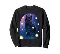 Gatto Nero Amante delle lucciole Halloween Cottagecore Notte Felpa