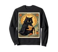 Gatto Nero Che Legge Il diario di Jack o Lanterna Felpa