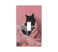 Gatto nero che legge un libro interruttore luce copertura decorativa singola levetta 1 banda piastra da parete per cucina fattoria camera da letto bagno decorazione artistica
