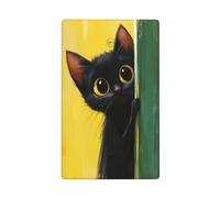 Gatto nero che sbircia fuori dal muro verde singola levetta vuota parete piastra interruttore luce copertura decorativa 1 banda per cucina camera bagno dimensioni 11,4 x 7 cm
