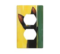 Gatto nero che sbircia fuori dal verde copertura interruttore luce copertura decorativa 1 banda piastra da parete per cucina camera bagno dimensioni 7 x 11,4 cm