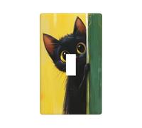 Gatto nero che sbircia fuori dal verde interruttore della luce della parete copertura decorativa singola levetta 1 banda piastra da parete per cucina fattoria camera da letto bagno decorazione