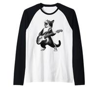 Gatto Nero Che Suona la Maglia con Maniche Raglan