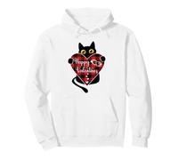 Gatto Nero Che Tiene Plaid Cuore Grafico Felpa con Cappuccio