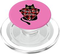 Gatto nero che tiene plaid cuore grafico PopSockets PopGrip per MagSafe