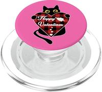 Gatto nero che tiene plaid cuore grafico PopSockets PopGrip per MagSafe