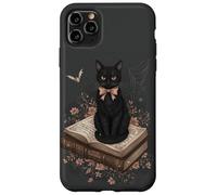 Gatto nero con fiocco su libro degli incantesimi racconti gotici Halloween Custodia per iPhone 11 Pro Max