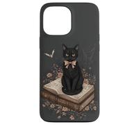 Gatto nero con fiocco su libro degli incantesimi racconti gotici Halloween Custodia per iPhone 13 Pro Max