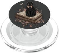 Gatto nero con fiocco su libro degli incantesimi racconti gotici Halloween PopSockets PopGrip per MagSafe