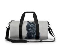 Gatto nero con gli occhi verdi borsa da palestra da viaggio per donne uomini borsa da viaggio cilindrica borsa da allenamento sportiva con tracolla