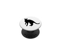 Gatto nero con occhi verdi Halloween Cat Silhouette PopSockets PopGrip Adesivo