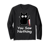 Gatto Nero di Halloween Che Non Hai Visto Nulla Maglia a Manica