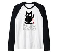 Gatto Nero di Halloween Che Non Hai Visto Nulla Maglia con Maniche Raglan